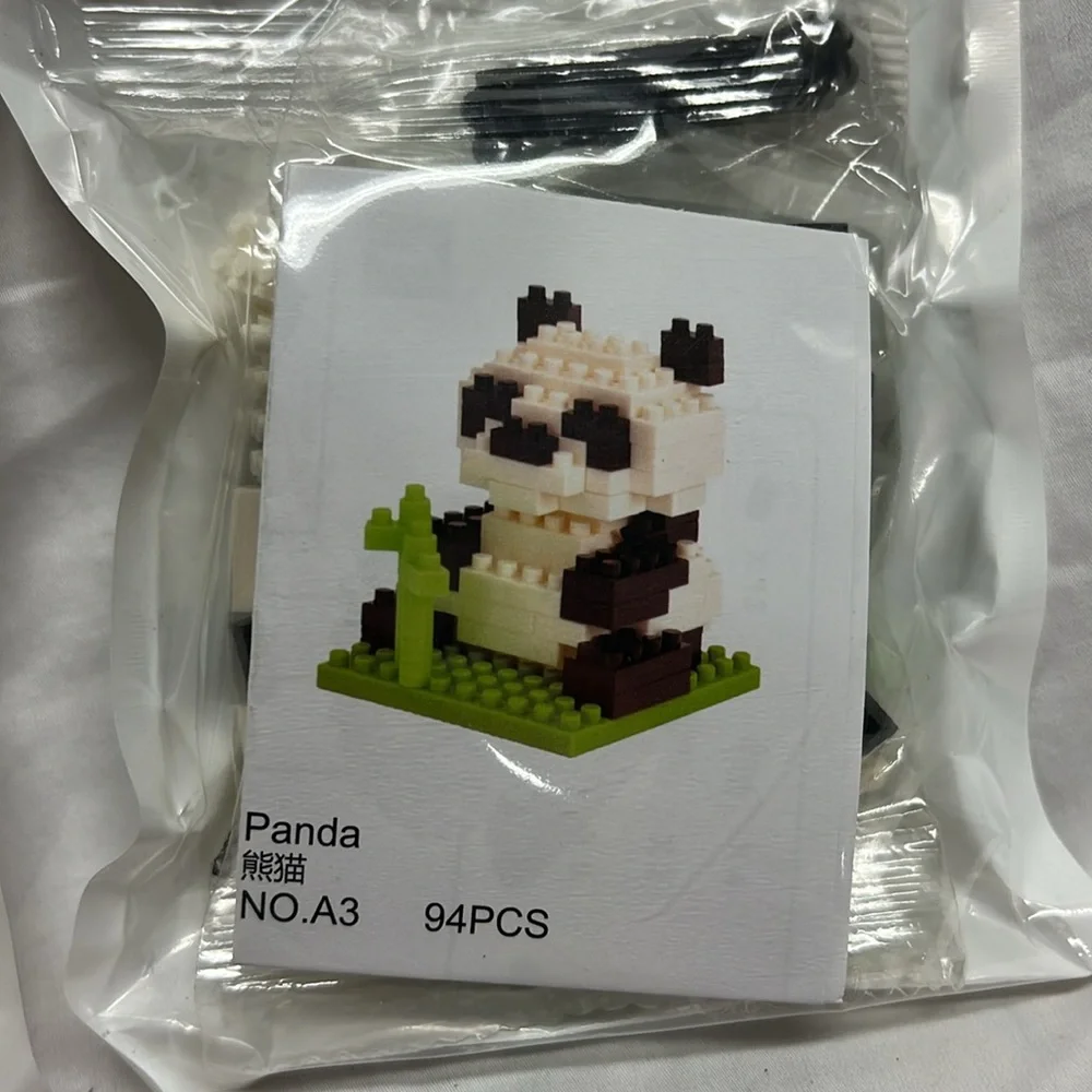 Panda and polar bear mini building block set